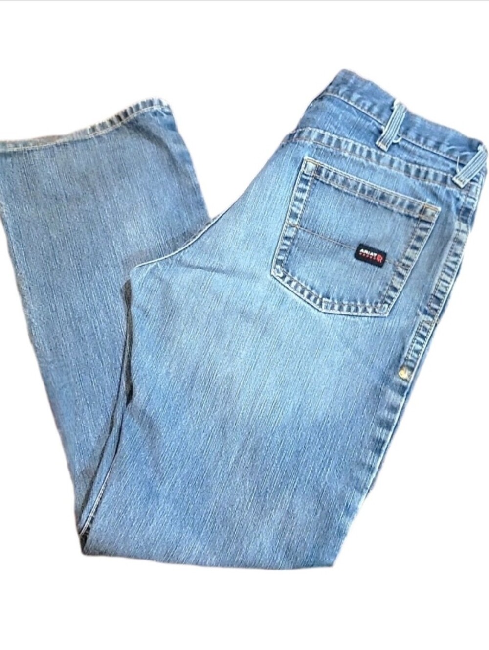 Ariat Jeans Mens 36x34 Blue FR M4 Low Rise Boot Cut Thick Stitch Cowboy Work